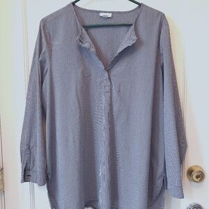 J. JILL XL 1X MICRO GINGHAM STRETCHY BLOUSE COMFORTABLE CASUAL